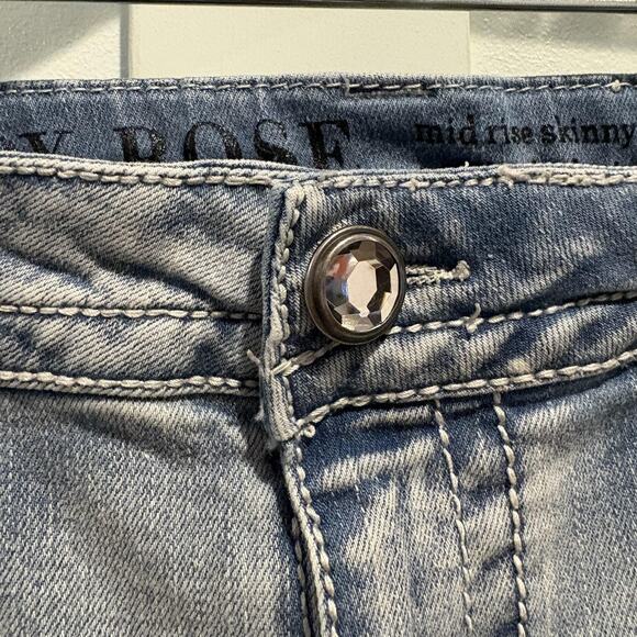 Knox Rose‎ Jeans Womens 12 / 31 Mid Rise Skinny Blue Denim Bling Pockets Stretch - Picture 8 of 16